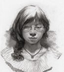 戴眼镜的女孩素描