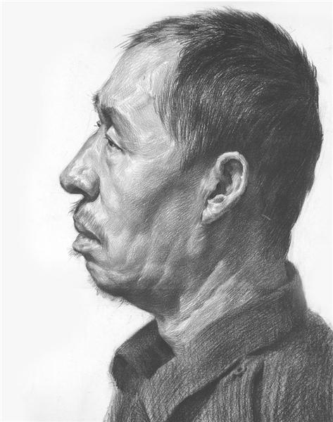 中年男正侧面素描