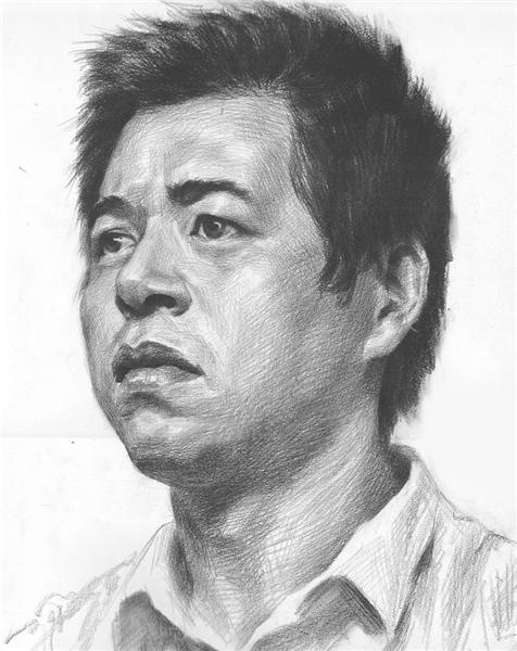 男青年三分之一素描头像