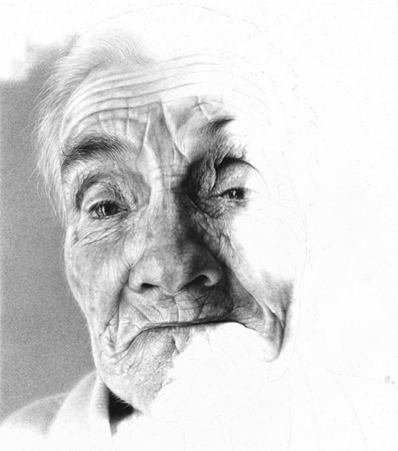 令人震惊的老年人画像超现实素描