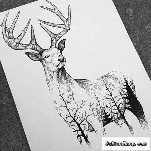 鹿的创意素描