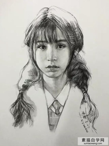 杨煌素描人物画 魅力女孩