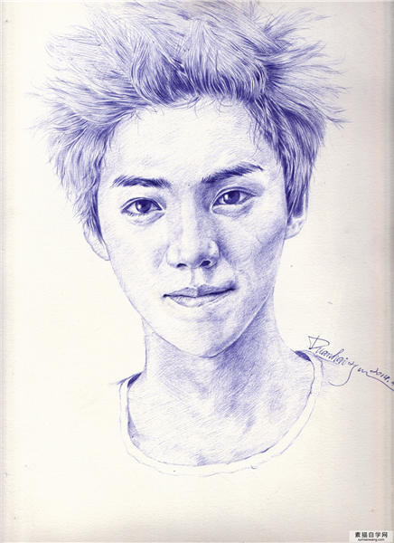 鹿晗素描头像画