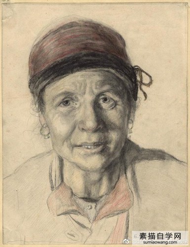 俄罗斯画家鲍里斯·斯米尔诺夫人物素描画