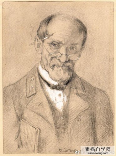 俄罗斯画家鲍里斯·斯米尔诺夫人物素描画