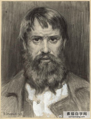 俄罗斯画家鲍里斯·斯米尔诺夫人物素描画