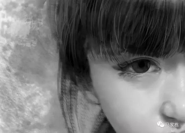 马家栋电脑手绘：小女孩素描头像眼睛