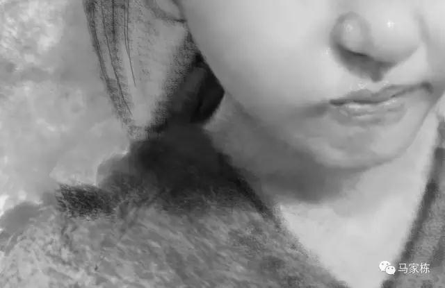 马家栋电脑手绘：小女孩素描头像嘴