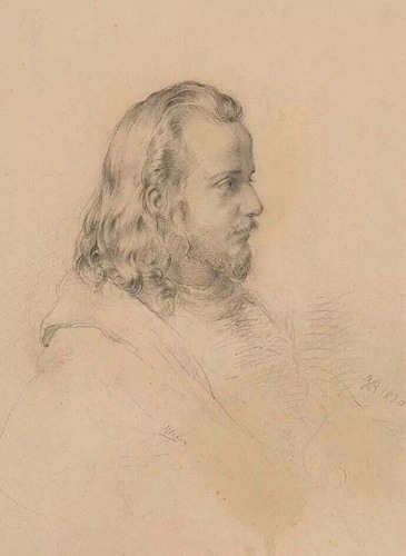 男子侧面素描头像画