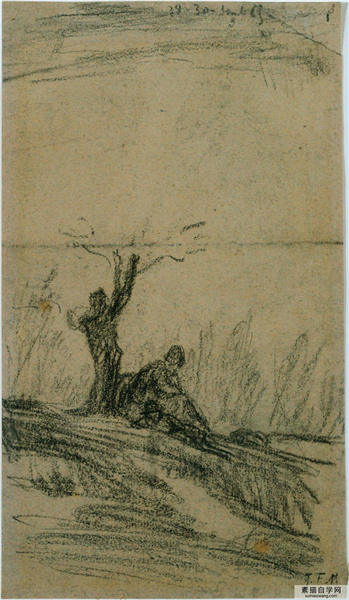 米勒风景素描