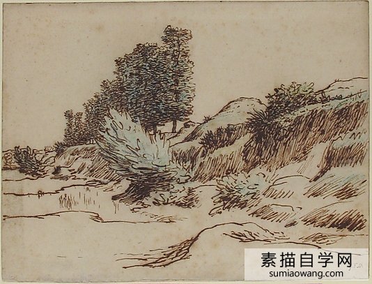 米勒风景素描：景观，维希