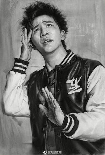 明星大张伟素描，绘画作品