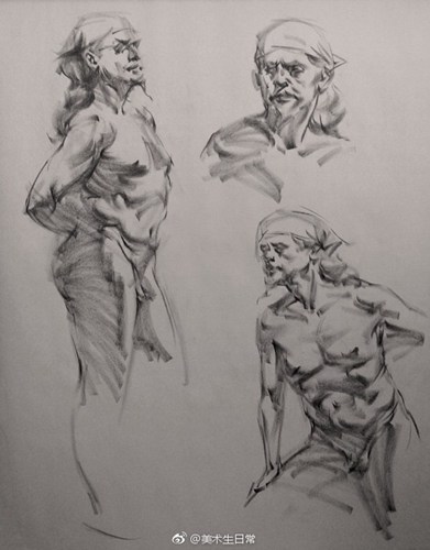 结构性很强的人体素描画欣赏