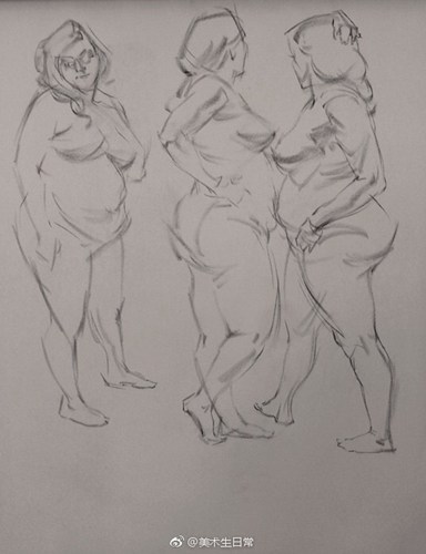 结构性很强的人体素描画欣赏