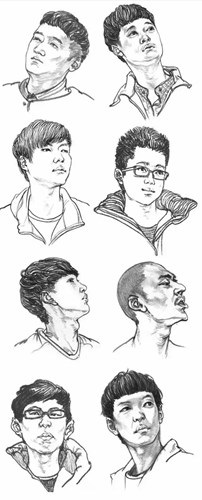 62个不同角度的人物头发速写画法教程