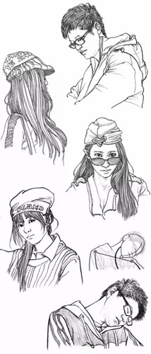 62个不同角度的人物头发速写画法教程