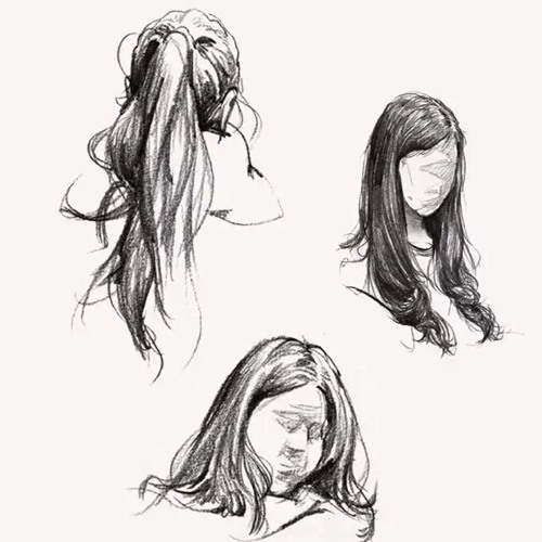 长头发速写图片