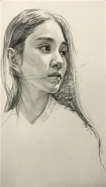 美女侧面素描头像