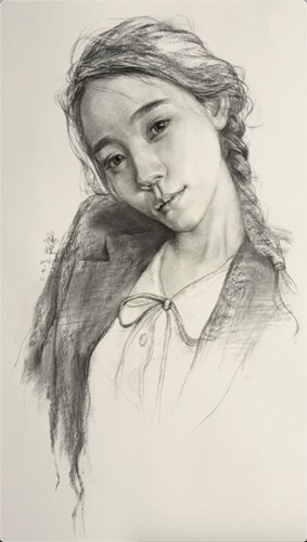女素描头像