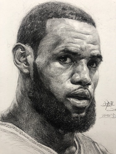 詹姆斯素描头像画