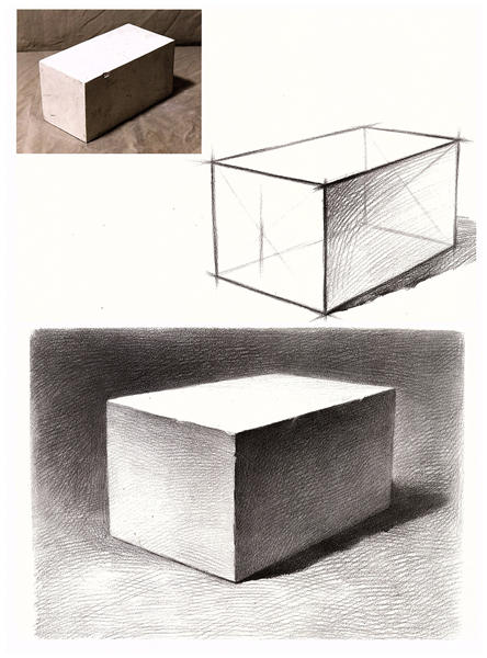 长方体素描单体优秀范画 新手临摹图片