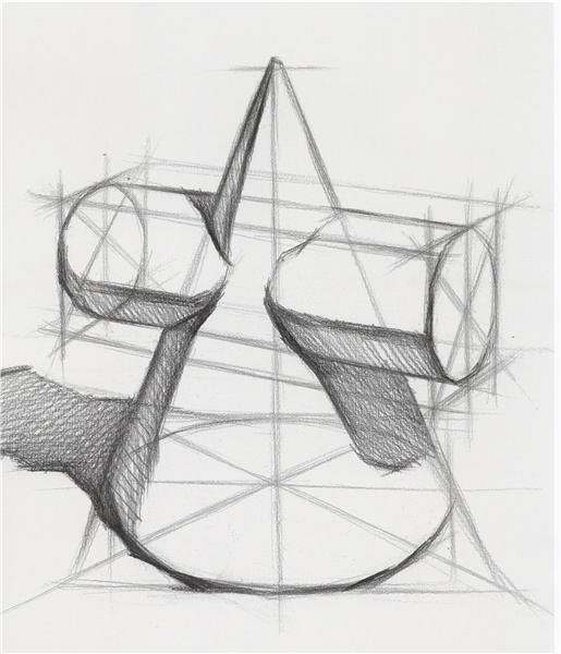 圆柱圆锥穿插体结构素描