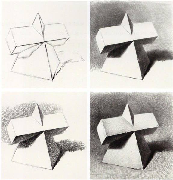 四棱锥棱柱组合体步骤图