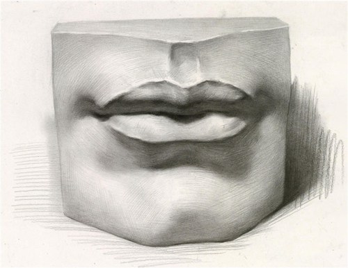 石膏嘴巴素描图片 高清范画