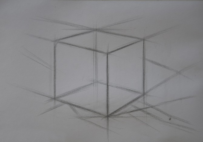 素描几何体正方体画法步骤图