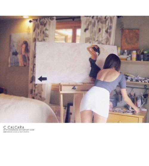 会画画的女孩是最漂亮的，当她遇见她时，她就结婚了。