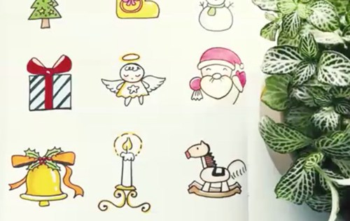 圣诞棍图:圣诞树袜子雪人圣诞钟蜡烛，哄宝宝和手