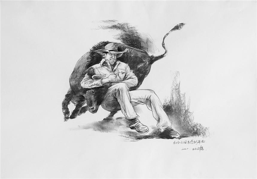 斗牛士速写素描画