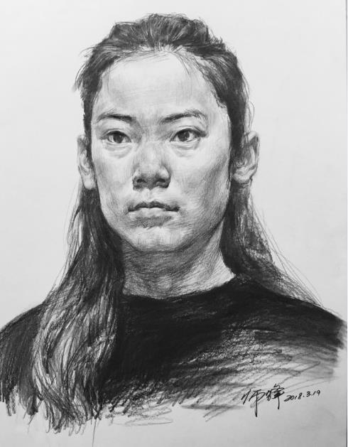 素描头像画——杨石梅·冯《年轻女性素描步骤详解》