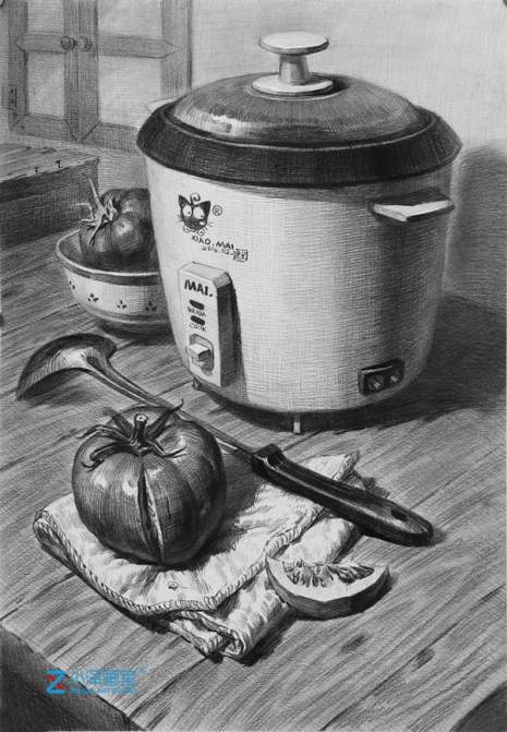 电饭煲素描静物