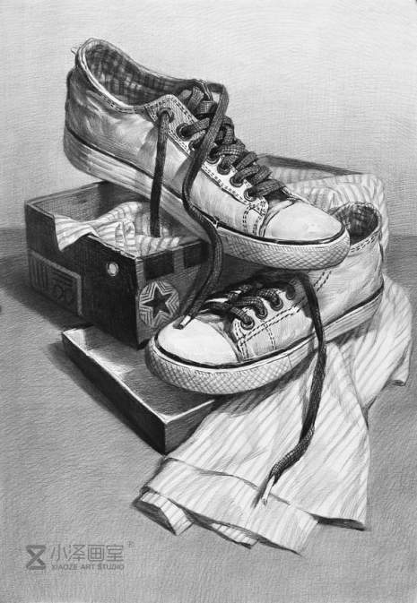 帆布鞋素描静物