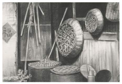 素描静物场景画，素描自学网。