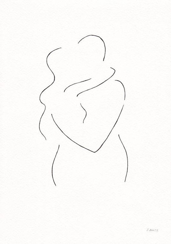 素描人体简笔画：简略的线条却勾勒出了我们最幸福的样子。