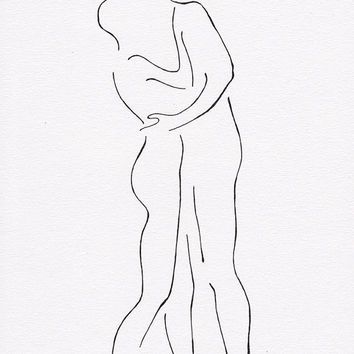 素描人体简笔画：简略的线条却勾勒出了我们最幸福的样子。