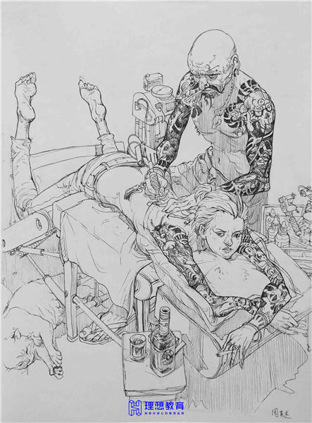 理想画室白描作品