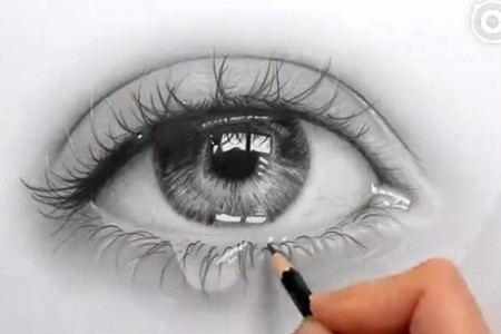 看素描大师如何画流泪的眼睛，很美！