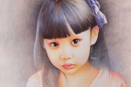彩色铅图画美丽天真的小女孩